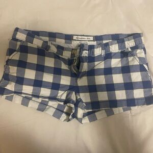 Abercrombie & Fitch Blue and White Plaid Shorts
